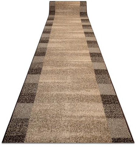 rugsx Läufer KARMEL Etna Rahmen, Sand Nuss, Flurteppich, Küchenteppich, Florteppich, modern, Diverse Größen, braun 100x260 cm