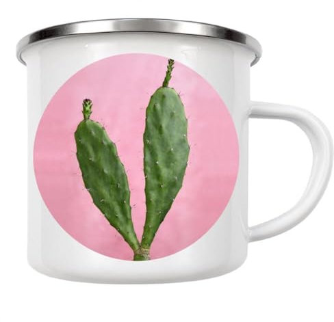 artboxONE Emaille Tasse Kaktus Herz grün rosa von Wundertüte - Emaille Becher Natur