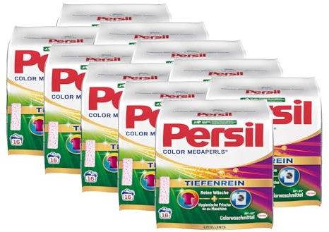 Persil Color Megaperls 160 Waschladungen (10x 16WL), Colorwaschmittel mit Tiefenrein Technologie, Waschmittel für reine Wäsche & hygienische Frische für die Maschine, 20 °C bis 60 °C