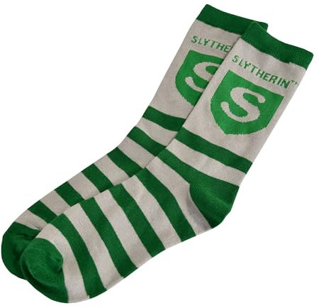 Elbenwald Harry Potter Socken Slytherin Logo für Herren Damen Unisex Baumwolle Grün-Grau - 36-39