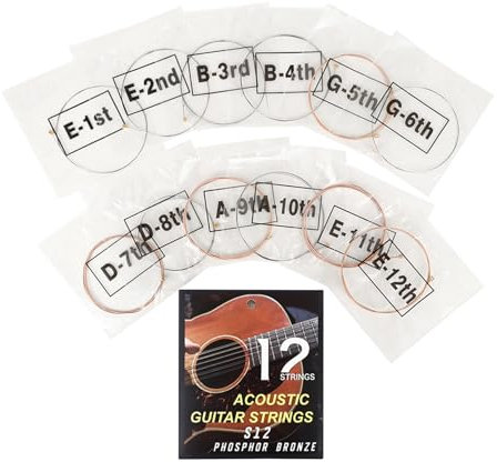 12 Stück Folk Gitarren Phosphor Kupfer Draht Saiten Klassische Saiten Ersatz Für 12-saitige Gitarrensaiten Perfekte Intonation Ersatz Für Gitarrensaiten Rostfrei