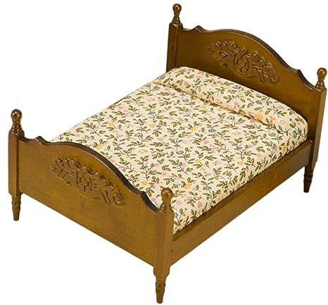 Vaguelly Miniatur Doppelbett Puppenhaus Doppelbett Möbel Puppenhaus Doppelbett Spielzeug Doppelbett Ornament Miniaturmöbel Mini Hausbett Mini Möbelmodell Mini Doppelbett