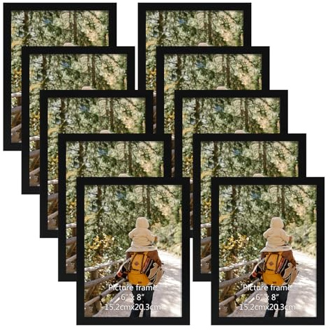 Giftgarden Bilderrahmen 15x20 Schwarz 10 Stück, 15x20 cm Fotorahmen | für Wohnzimmer, Schlafzimmer oder Büro, Wand- oder Tischaufsteller