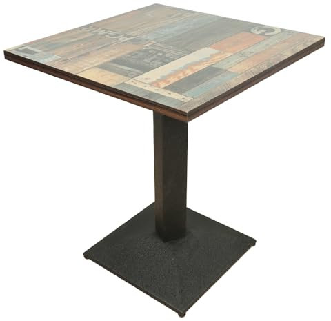 MENGDA Quadratischer Esstisch, Höhe 75 cm, Industrieller Retro-Esstisch, Bistrotisch für 2-4 Personen, Füße aus Eisen, 60 x 60 x 75 cm (Retro-Blumenblume)