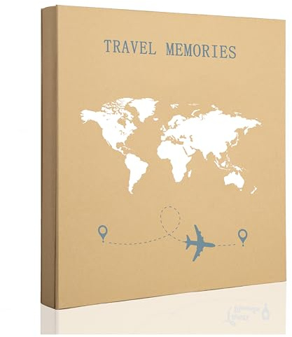 Tslespcx Reise-Fotoalbum, 10,2 x 15,2 cm, 600 Fotos, 5 Bilder pro Seite, 600 Taschen, raffinierter Kraftpapiereinband, Urlaubsfotoalbum, Reisedesign, Weltkarte, Abenteuer