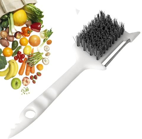 Spazzole manuali per la pulizia, spazzola per frutta, Pelapatate con spazzola Spazzola multifunzionale, Spazzola per la pulizia della cucina, pelapatate per sbucciare e affettare