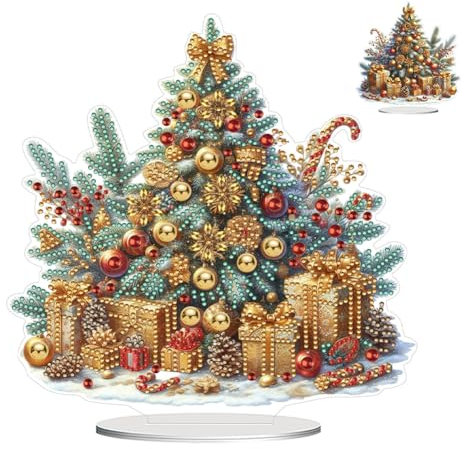 Generisch DIY Diamond Painting Weihnachten Tisch Deko,Weihnachtsbaum 5D Diamant Painting Tischdeko, Diamant Malerei Stehend Kunst Set für Anfänger Hausgeschenk Deko Geschenke