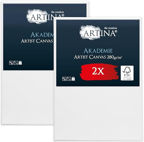 Keilrahmen Leinwand zum Bemalen 100x140 cm – Artina FSC® 2er Set bespannte Keilrahmen Leinwände zum malen für Acrylfarben Canvas 100% Baumwolle – Acryl Leinwand Rahmen