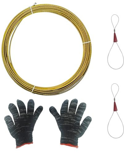 Fish Tape Wire Puller Fishing Sticks Cable Spring Electrical Equipment Tools, Wall Running Snake for Electricians (66FT(20meters) Spring)