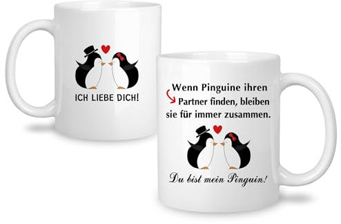Yufansd Pinguin Tasse Mug Geschenken für Frauen/Männer, Pinguins Geschenke für Paar, Pinguine Geschenke für Sie Ihn Frau/Ehemann Tasse 350ML (Pinguin)