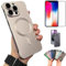 ZHKVAG Flowarmth Frameless Matte Ultra Thin Magnetic for iPhone Case, Zentric Phone Case for IPhone16 /15/14/13/12 Pro Max, Frameless Magnetic Shockproof Lens Protector Case (16 Pro Max,Gold)