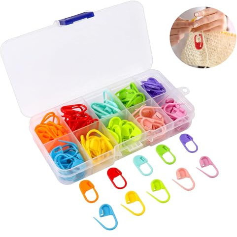 150 Stück Maschenmarkierer Set (10 Farben) mit Box Hochwertiges Strickzubehör für Stricken & Häkeln Praktische Locking Stitch Maschenmarkierer Ideal als Maschenmarkierer Häkeln & Stricken