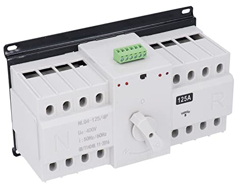 Automatischer Transfer Schalter ATS, 4-polig 125A 400V, CB-Klasse, Dual Power Changeover Switch mit Brandschutz-Schnittstelle DC12-24V