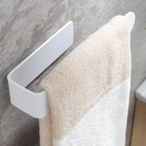 Nsxayiwe 2pcs toallero adhesivo, toallero de baño en la pared, barra de toalla de pegamento acrílico para baño, cocina (20cm blanco)