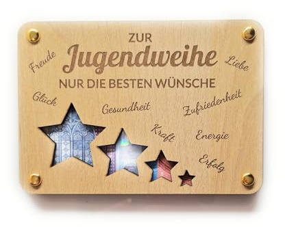 Generisch Jugendweihekarte aus Holz, Geldgeschenk Verpackung, Jugendweihe, Geldkarte
