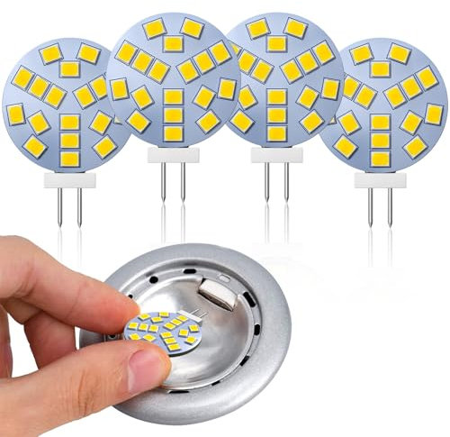 Lamptobe G4 LED 12V Tageslichtweiß, 2W entspricht 20W Halogen, G4 Bi-Pin-Sockel, AC/DC 12V, 4000K, 120 ° Weitwinkel, 220LM, Geeignet zum Unterbauleuchte, Nicht Dimmbar, 4er Pack