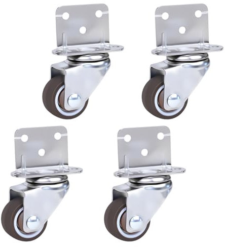 Roulettes pour Meubles 25mm Roulettes Pivotantes, Petite Roulettes pour Meubles avec Plaque de Montage en L, Roulette pour Meuble, Porte-Fleurs, Commode, 4 Pièces