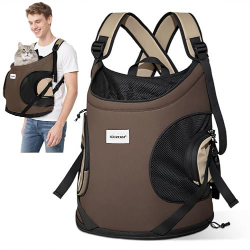 ALLSOPETS Hundetragerucksack, Tragbarer Haustiertragerucksack für Katzen Hunde Welpen, Integrierter Sicherheitsgurt, Ergonomisches Design, Atmungsaktiver Hunderucksack für Motorrad (Kakaobraun)