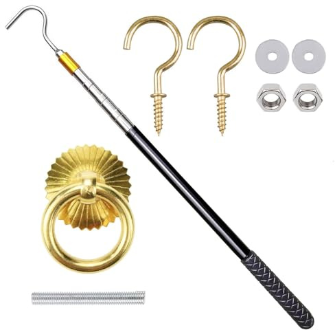 Attic Ladder Pull Down System Kit,Loft Ladder Pole with Hook,Telescopic Loft Hatch Pole Pull-Out Hook Accessories Kit Tools