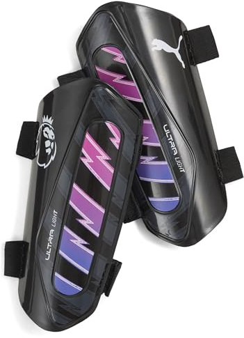 PUMA Unisex PUMA Premier League Ultra Light Fußball Schienbeinschoner mit Riemen L, Black White