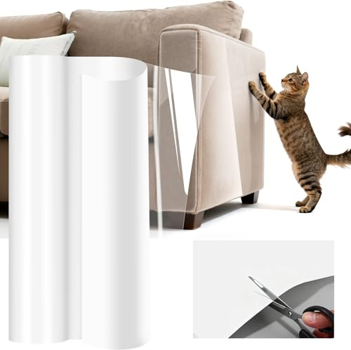 Rodison Kratzfolie Katzen Selbstklebend 5m x 40cm, Transparent | Katzen Kratzschutz Sofa, Anti Kratz Folie für Katzen, Kratzschutz Katze für Möbel Couch Sofa Wand Tür Schutz