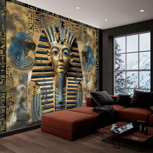 Fotomural Papel Pintado para Pared Faraones Del Antiguo Egipto Mitos Oro, Art Papel Tapiz Fotográfico Mural 200x140 cm Moderna Decoración De Pared Sala Cuarto Oficina Salón