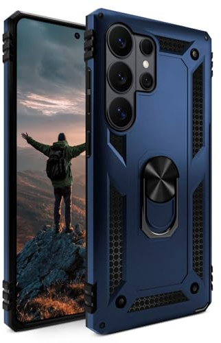 ONEFLOW für Samsung Galaxy S26 Ultra Hülle mit Handygriff Ständer, Outdoor Schutzhülle stoßfest Panzerhülle mit Kameraschutz, Handyhülle Hybrid TPU Case, Titan Cover, matt Blau