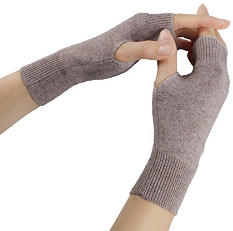 Larcele Kaschmir Damenwärmer Fingerlose Handschuhe BZST-02 (Licht Khaki) MEHRWEG