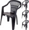 Koopman International B.V. 4X Gartenstuhl Bistrostuhl Balkonstuhl Stapelstuhl Stuhl Kunststoff Schwarz 0820