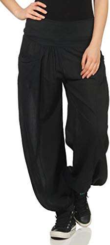 Malito Donna Pantaloni di Stoffa Pump Pantaloni Aladin Libero Tuta 17633 (Nero)