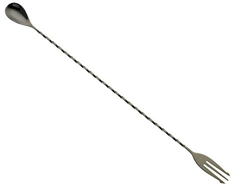 Barfly Bar Spoon with Fork End 15, Stainless Steel, Black, 37.9 x 2.5 x 1.3 cm
