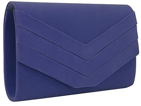 Best World 4 Yu Wocharm Womens V Shape Suede Clutch Evening Prom Purse Bridal Shoulder Handbags(Royal Blue)