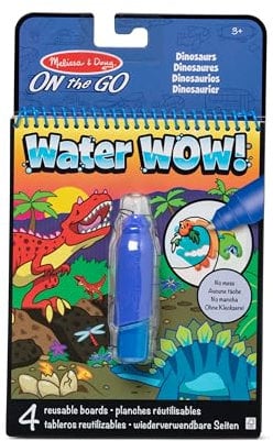 Melissa and Doug Wassereinfärbungsbrett – Dinosaurier, Dinosaurier malen mit Wasser Malbuch, Wassermalbuch ab 3 4 5 6 Jahre, Magic Water Colouring Book, Wasserzauber Malbuch, Malbücher für