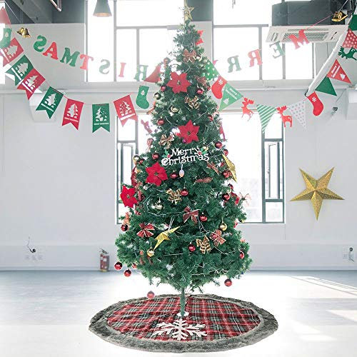Odot Weihnachtsbaum Rock Dekoration, Decke Weinachtsdeko 120cm Rund Weihnachtsbaumdecke Weihnachtsbaum Röcke Ornaments für Weihnachten Baum Rock Deko Schutz (120cm,Schneeflockengitter)