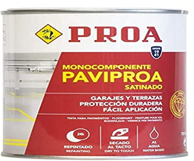 Pintura monocomponente para suelos y garajes al agua. Blanco. 750 ML. Exterior-interior. PAVIPROA.