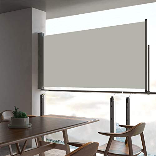 Tidyard Ausziehbare Seitenmarkise 80×300 cm Creme Sichtschutz Sonnenschutz Windschutz Seitenrollo Markise Seitenwandmarkise Balkon Garten Terrasse Seitenmarkise Zertifiziert Sonnenschutz