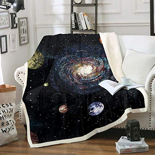 Universum Planet gedruckt Kuscheldecke Weltraum Decke Galaxis Wohndecke für Kinder Kleinkind Jungen Mädchen Mikrofaser Sternenhimmel Flanell Fleecedecke Raumdekor Couchdecke 150x200cm