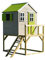 Wendi Toys M21L Outdoor-Holzspielhaus für Kinder, 90 cm hohe Plattform, funktionale Fensterläden, Grün – Hochwertiges Klettergerüst für Gartenabenteuer, Kleine Gartenhäuser, 3-7 Jahre