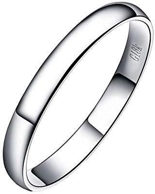 KnBoB 18K Weißgold 750 Ring für Herren Poliert Verlobungsring Fasion Größe 54 (17.2)