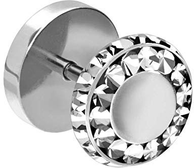 PIERCINGLINE Chirurgenstahl Fake Plug | KRISTALLE + EPOXY | Ohr Stecker Piercing | Farb- und Größenauswahl