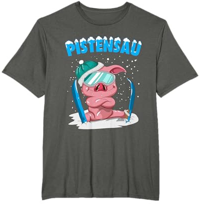 Pistensau Ski Sau Winter Skifahren Spruch Piste Geschenk T-Shirt