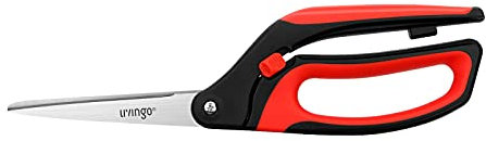LIVINGO 10 Spring Action Fabric Scissors, Professional Dressmaking Sewing Scissors for Tailor Dressmaker, Spring Loaded Heavy Duty Shears for Crafting with Comfortable Handle, All Purpose (Red/Black)