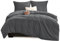 WAVVE Bettwäsche 220x240 3 teilig Anthrazit - Bettbezug 220 x 240 Set mit Kissenbezüge 80x80 cm, Bettwäsche-Sets 240x220 aus Mikrofaser mit Reißverschluss Weich und Bügelfrei, Grau