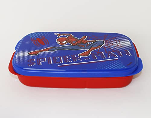 TUPPERWARE Clevere Pause 590ml mit 2fach Einteilung Spiderman Rot/Blau Limitierte Auflage + Hängelöffel Limette