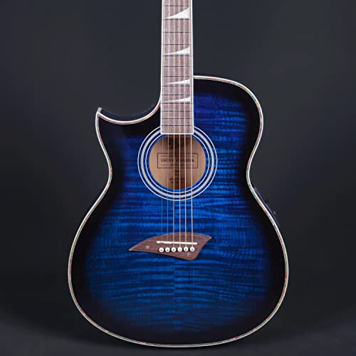 Lindo ORG SL Elektroakustische Gitarre für Linkshänder, schmal, mit Vorverstärker und LCD-Tuner, Blau
