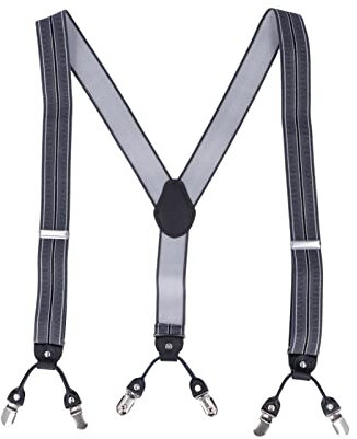 Herren Hosenträger, Längen Verstellbare Echtleder Hosen Träger, Y-Formoig Strapazierfähige Elastische Hosenträger mit 4 starken Metallclips 35 mm breit für Anzughosen