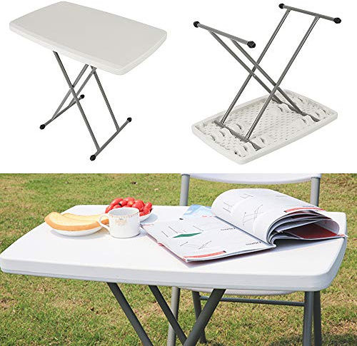 Willonin Kleiner Rechteckiger Klapptisch, Verstellbarer Klapptisch, Beistelltisch Kann Angehoben und Abgesenkt Werden, Sehr Geeignet für Gärten, Terrassen und Balkone 76 * 50 * 74cm