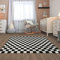 Seavish Karierter Teppich, Outdoor, marokkanisch, Schachbrett, waschbar, handgewebt, aus Baumwolle, für Flur, Haustür, Schlafzimmer, Eingangsbereich, Küchenboden, wendbar, Schwarz-Weiß, 150 x 200 cm