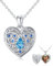 Flpruy Herz Medaillon Kette 925 Sterling Silber Schmetterling Kette mit Blaue Kristall Schmetterling Anhänger Kette Kristall Medaillon zum öffnen mit Foto Bilder Geschenk für Frauen Mädchen