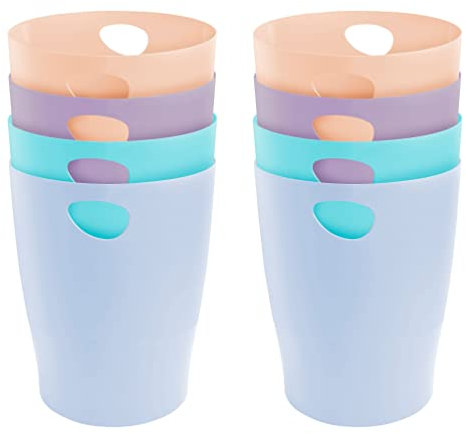 Exacompta 45396D 8er Pack ECOBIN Papierkorb Aquarel 15 Liter mit Griffen. Eleganter und robuster Papierkorb und Mülleimer im modernen Design Farbig sortiert zu je 2x Korallenrot, Blau, Grün, Mauve